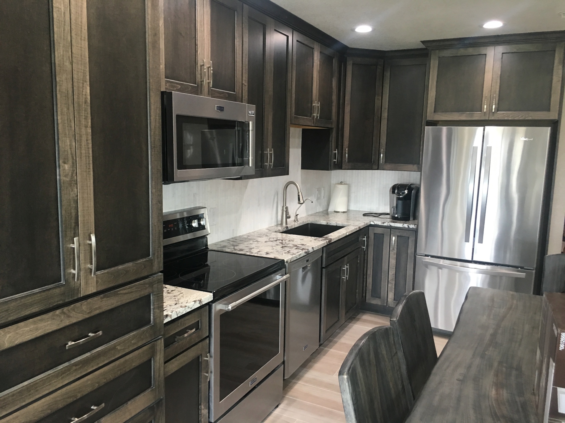 Modern kitchen with granite counters